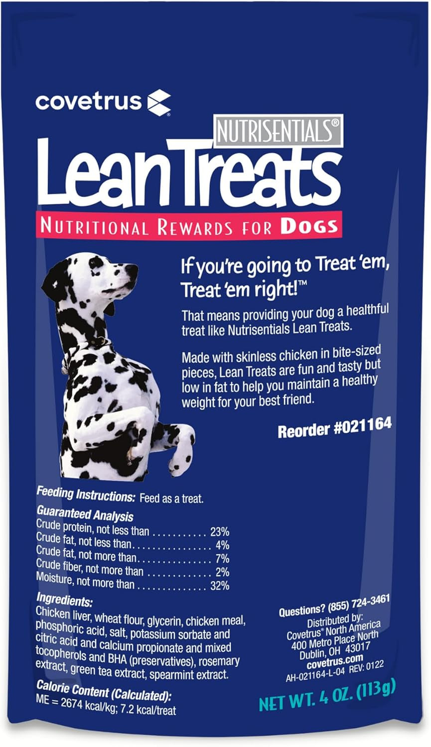 Nutrisential Lean Treats for Dogs - Small, Medium & Large Dogs (K9) - Nutritional Low Fat, Bite-Size - Soft Chicken Flavor - 6 Pack - 4Oz