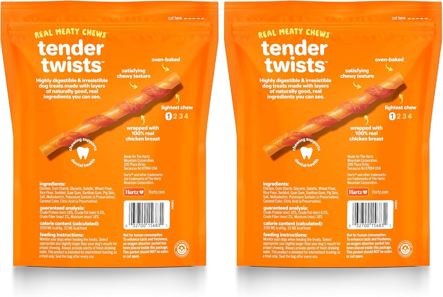 Oinkies Tender Twists with Real Chicken Breast Rawhide-Free Dog Treats, Highly Digestible Dog Chews, 72 Count