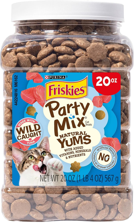 Purina  Natural Cat Treats, Party Mix Natural Yums with Wild Caught Tuna and Added Vitamins, Minerals and Nutrients - 20 Oz. Canister