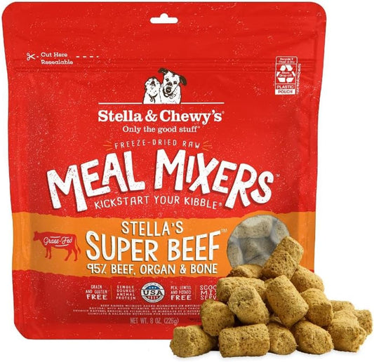 Freeze-Dried Raw Beef Meal Mixers- Dog Food Topper and Mixer - Made with 95% Grass-Fed Beef, Organs & Bone - Perfect for Picky Eaters - Grain-Free - 8 Oz