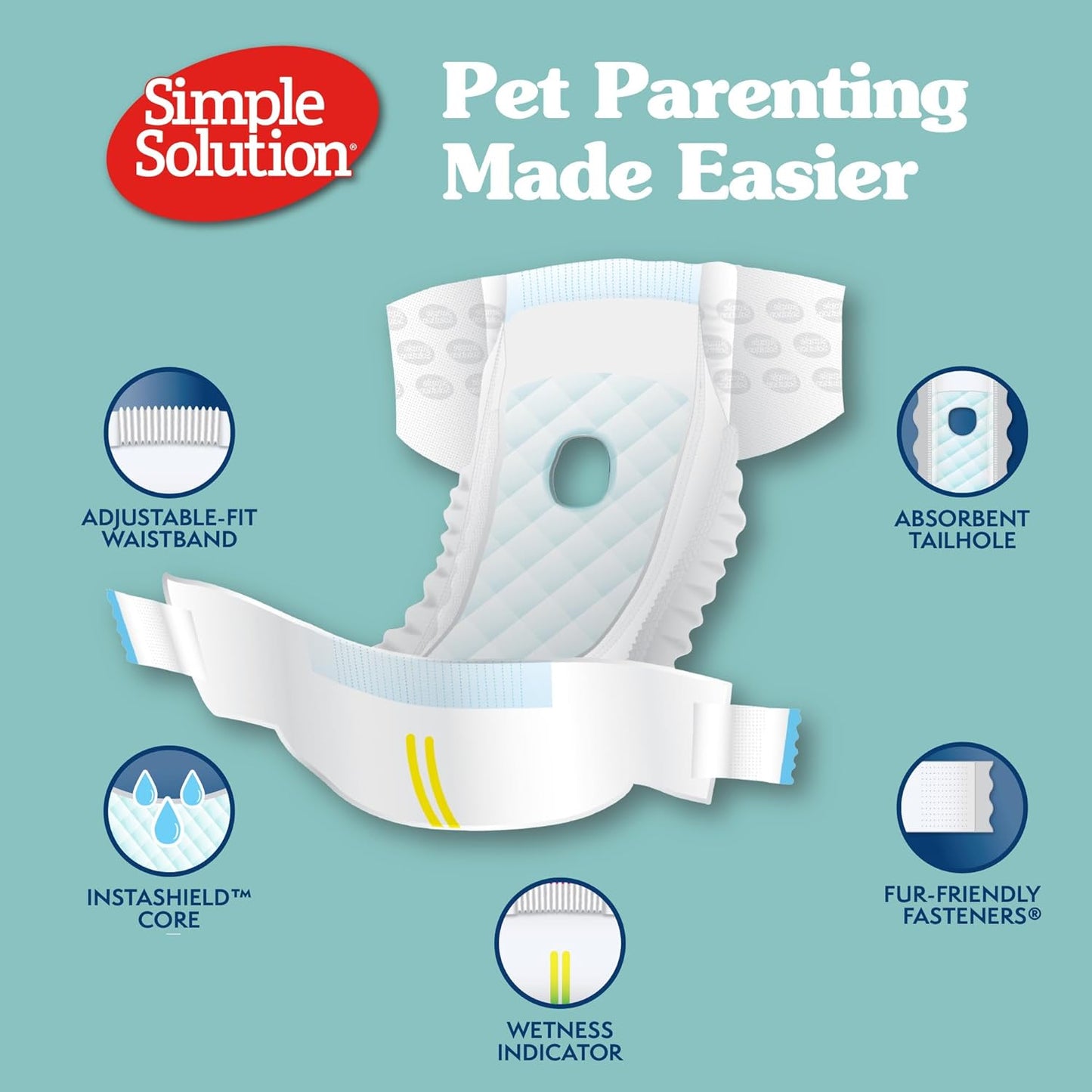 Disposable Dog Diapers, Female Dog Diapers, Puppy Potty Training, Incontinence and Heat Cycle Protection, Large Diapers for Dogs, 18-27 Inch Waist, 30 Count