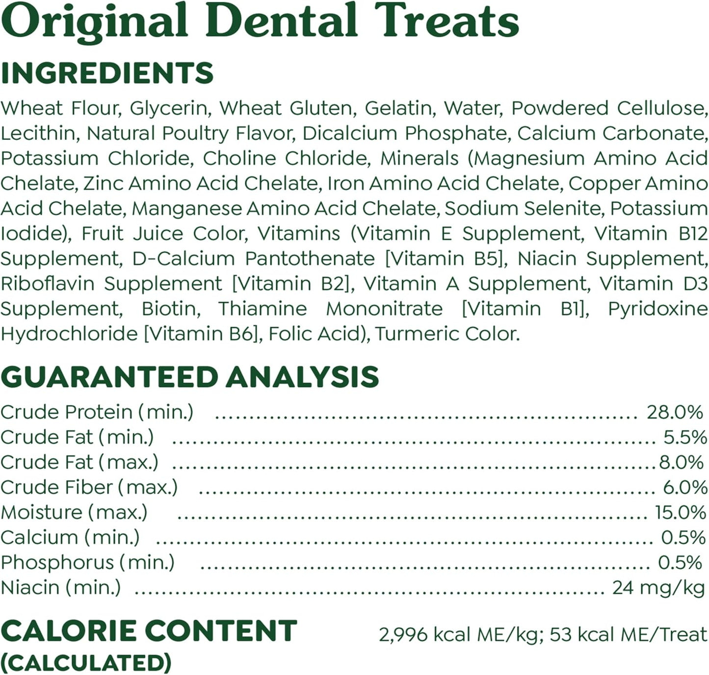 Original Petite Dental Dog Treats, 54 Oz. Pack (90 Treats)