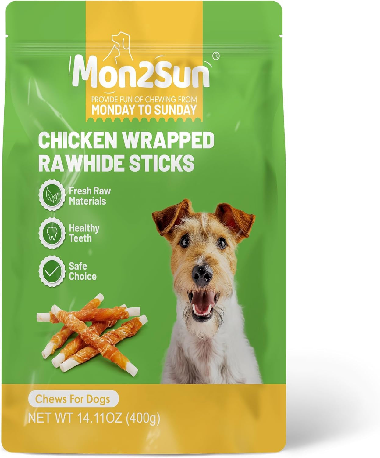 Dog Treats, Rawhide Twist Chicken Hide Sticks, Suitable for Puppy and Small Dogs, 5 Inch (Chicken, 14.11 Oz)