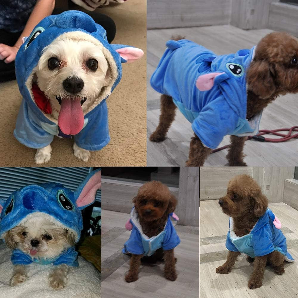 Dog Hoodie, Blue, 2XL (70+ LB), Velvet, Cartoon Costume for Small Medium Large Dogs and Cats, Halloween Christmas Winter