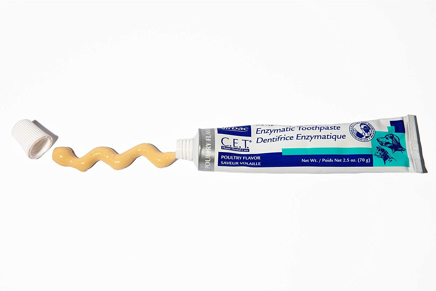 C.E.T. Enzymatic Toothpaste, Eliminates Bad Breath by Removing Plaque & Tartar Buildup, Best Pet Dental Care Toothpaste, Poultry Flavor, 2.5 Oz Tube