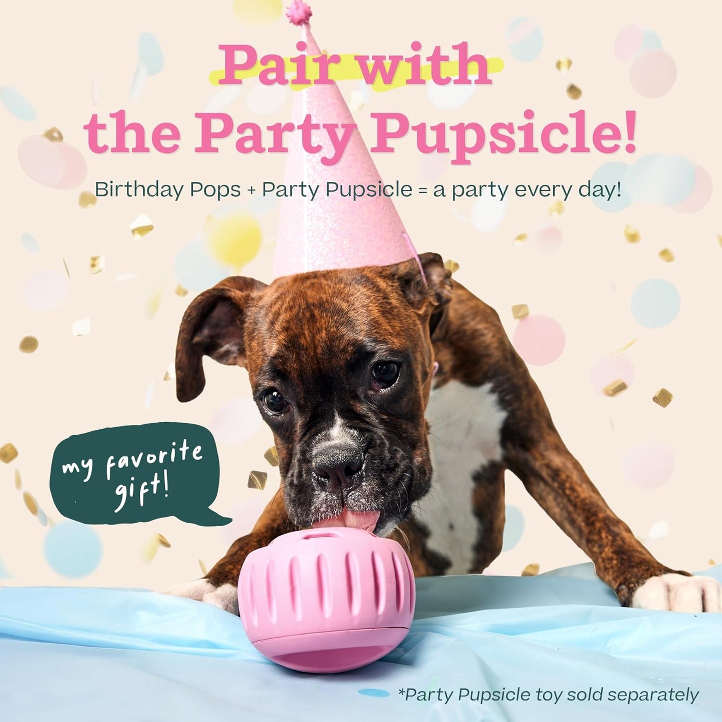 Pupsicle Birthday Pops - Healthy Dog Treats - Pre-Made Pupsicle Refills- Wholesome Ingredients - Naturally Sweet - Cake-Flavored Birthday Treat for Dogs - Large