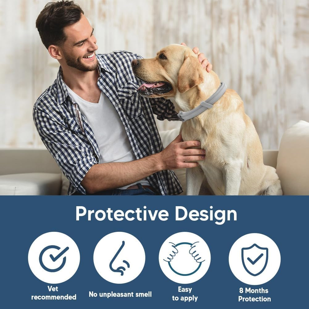 Flea Collar Dogs, Tick Collars for Dogs, Flea and Ticks Collar for Dog, Adjustable, Suitable of Dog, 8 Months Protection, Naturally, Effectively-2P