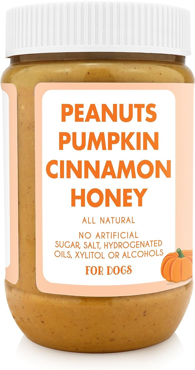 Pumpkin Pup , 100% Natural Dog Peanut Butter, Healthy Peanut Butter Dog Treats, Made in USA, (17Oz Jars)