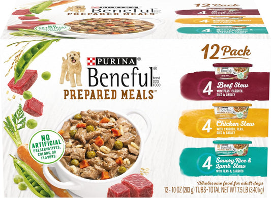 Purina  Gravy Wet Dog Food Variety Pack, Prepared Meals Stew - (12) 10 Oz. Tubs