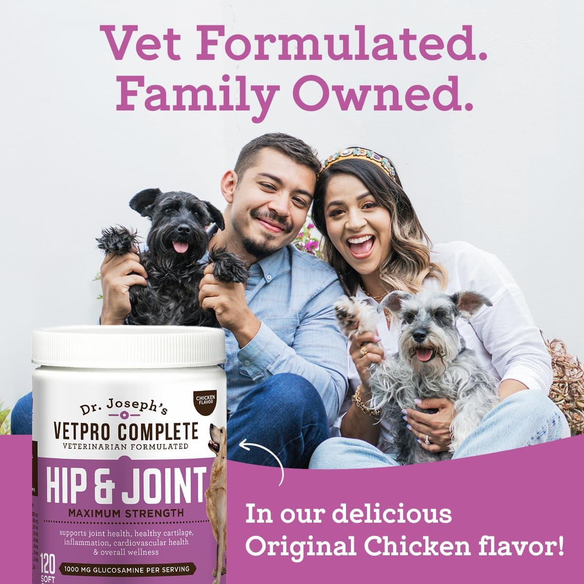 Dr. Joseph'S  Dog Hip and Joint Supplement, 120 Count, Chicken Flavored Pain and Inflammation Relief Chews with Glucosamine, Chondroitin, MSM, Turmeric, Vitamin C, Omega 3