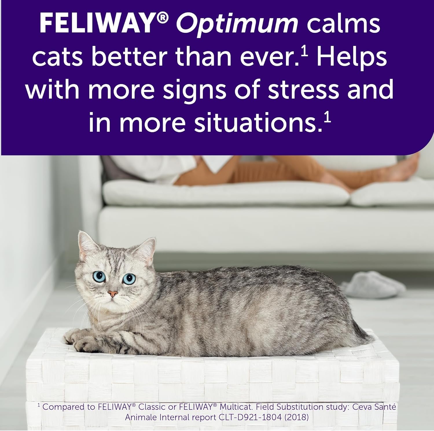 ® Optimum 30 Day Cat Calming Plug in Pheromone Diffuser Starter Kit, 48Ml - Helps Reduce Common Signs of Stress in Cats & Kittens, Enhanced Calming