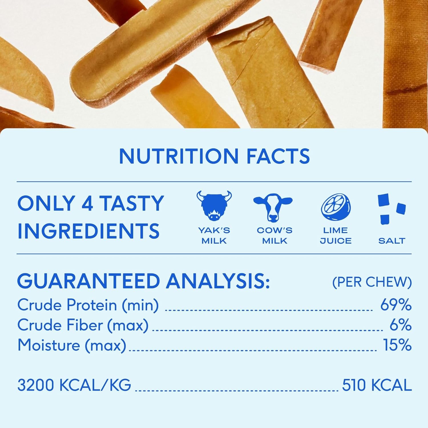 Yak Cheese Himalayan Dog Chews - Long Lasting Dental Sticks for Medium Breeds – 100% All Natural Himalayan Yak Chews for Medium Dogs – Cheese Bone for Aggressive Chewers - 3 per Pack