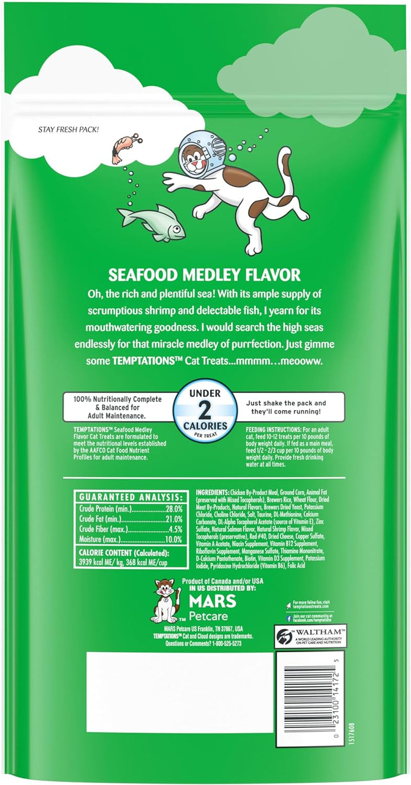 Classic Crunchy and Soft Cat Treats, Seafood Medley Flavor, 48 Oz. Pouch
