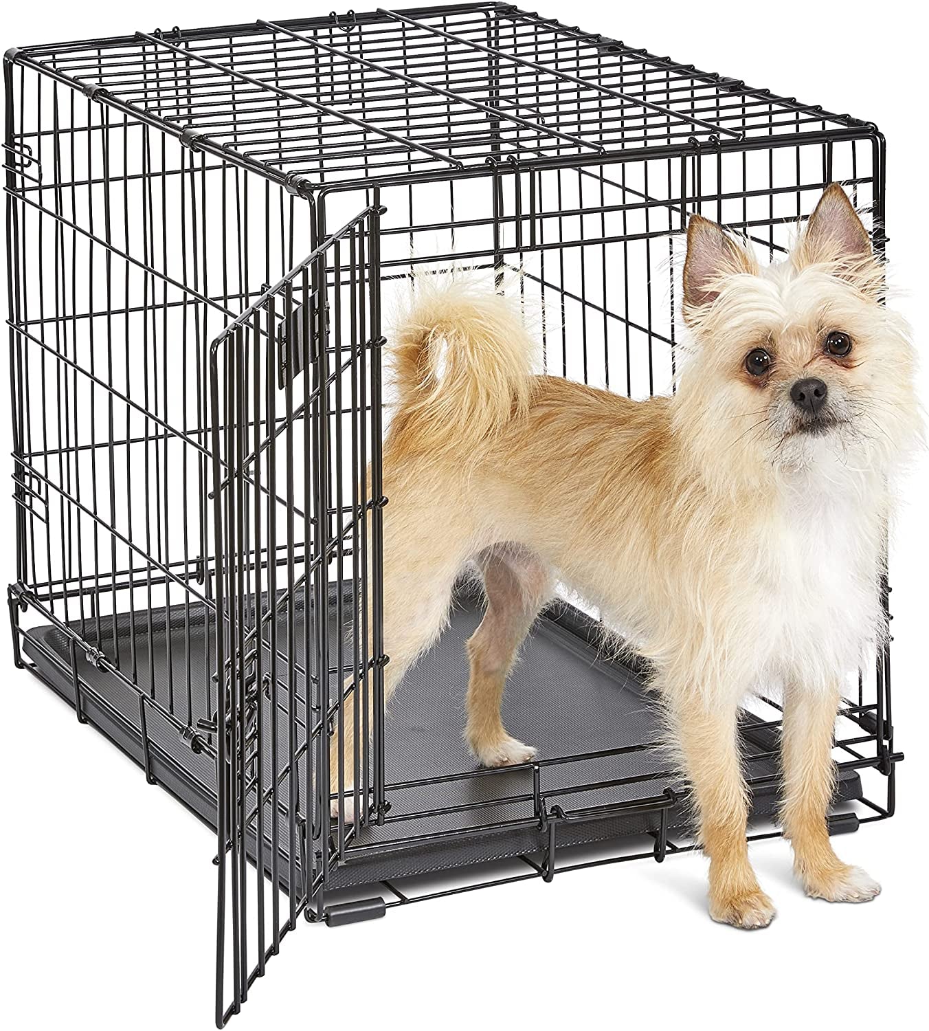 24-Inch Icrate Folding Dog Crate with Divider Panel, Leak-Proof Tray & Secure Latches – Metal Wire Kennel for Small Breeds – Portable, Durable & Easy to Assemble
