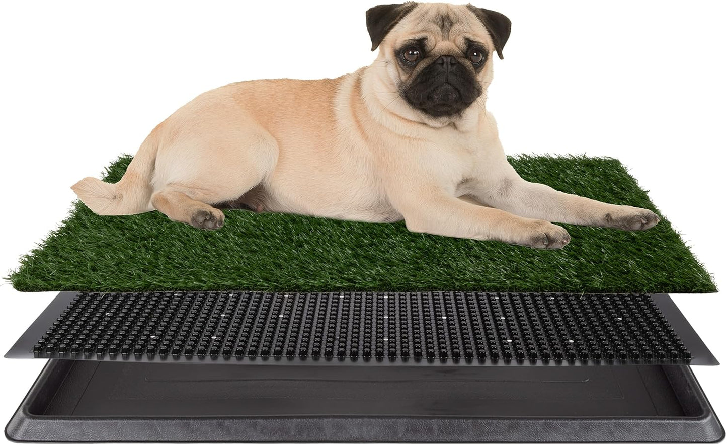 Artificial Grass Puppy Pee Pad for Dogs and Small Pets - 16X20 Inch, Reusable 3-Layer Potty Training Pad with Tray - Dog House and Pet Supplies by