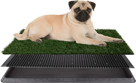 Artificial Grass Puppy Pee Pad for Dogs and Small Pets - 16X20 Inch, Reusable 3-Layer Potty Training Pad with Tray - Dog House and Pet Supplies by
