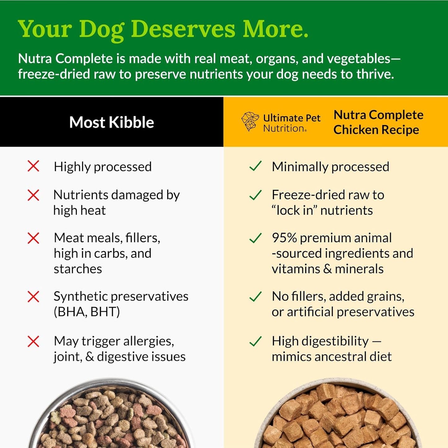 Nutra Complete Freeze Dried Raw Dog Food, Veterinarian Formulated with Antioxidants, Prebiotics & Amino Acids (1 Pound, Chicken)