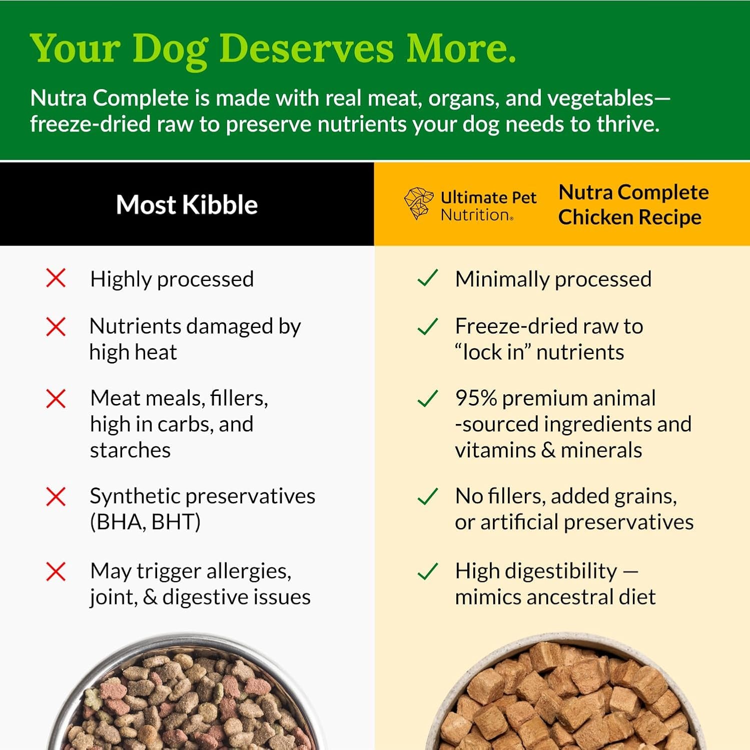 Nutra Complete Freeze Dried Raw Dog Food, Veterinarian Formulated with Antioxidants, Prebiotics & Amino Acids (1 Pound, Chicken)