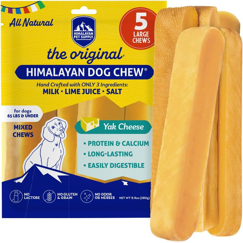 Original Yak Cheese Dog Chews, the Better-For-You Chew, 100% Natural, Long Lasting, Healthy Safe Dog Treats, Lactose & Grain Free, Protein Rich, for Dogs 65 Lbs & Smaller, 5-Count