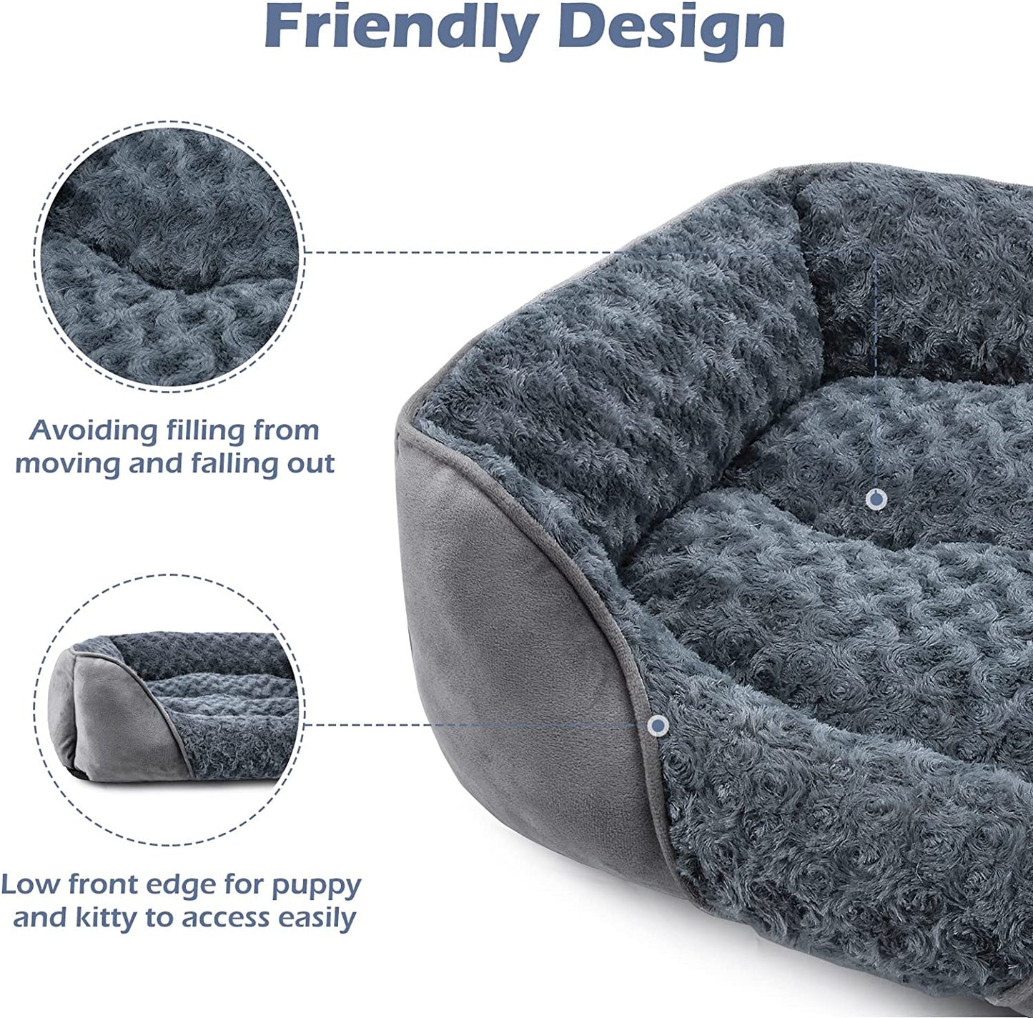 Dog Bed Medium Size Dog, Orthopedic Warming Soft Calming Sleeping Puppy Bed Durable Pet Bed with Anti-Slip Bottom