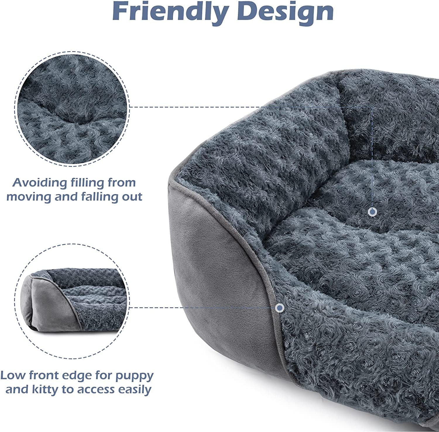 Dog Bed Medium Size Dog, Orthopedic Warming Soft Calming Sleeping Puppy Bed Durable Pet Bed with Anti-Slip Bottom