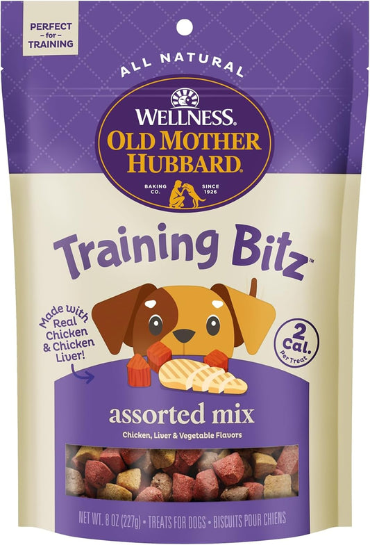 Wellness Training Bitz Assorted Mix Dog Biscuits, Natural, Training Treats, Three Flavors, Small Size, (8 Ounce Bag)
