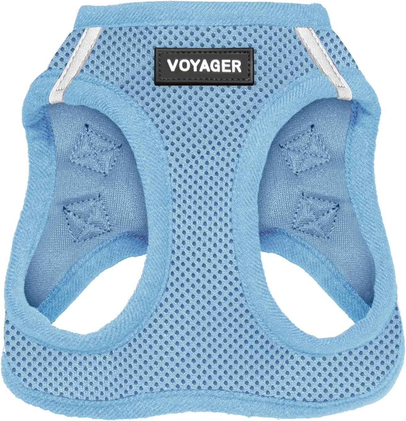- All Weather Mesh, Reflective, No Pull Harness for Small, Medium Dogs, Cats - Secure with Hook & Loop Fastener, Buckle, Double D-Rings - Baby Blue, M