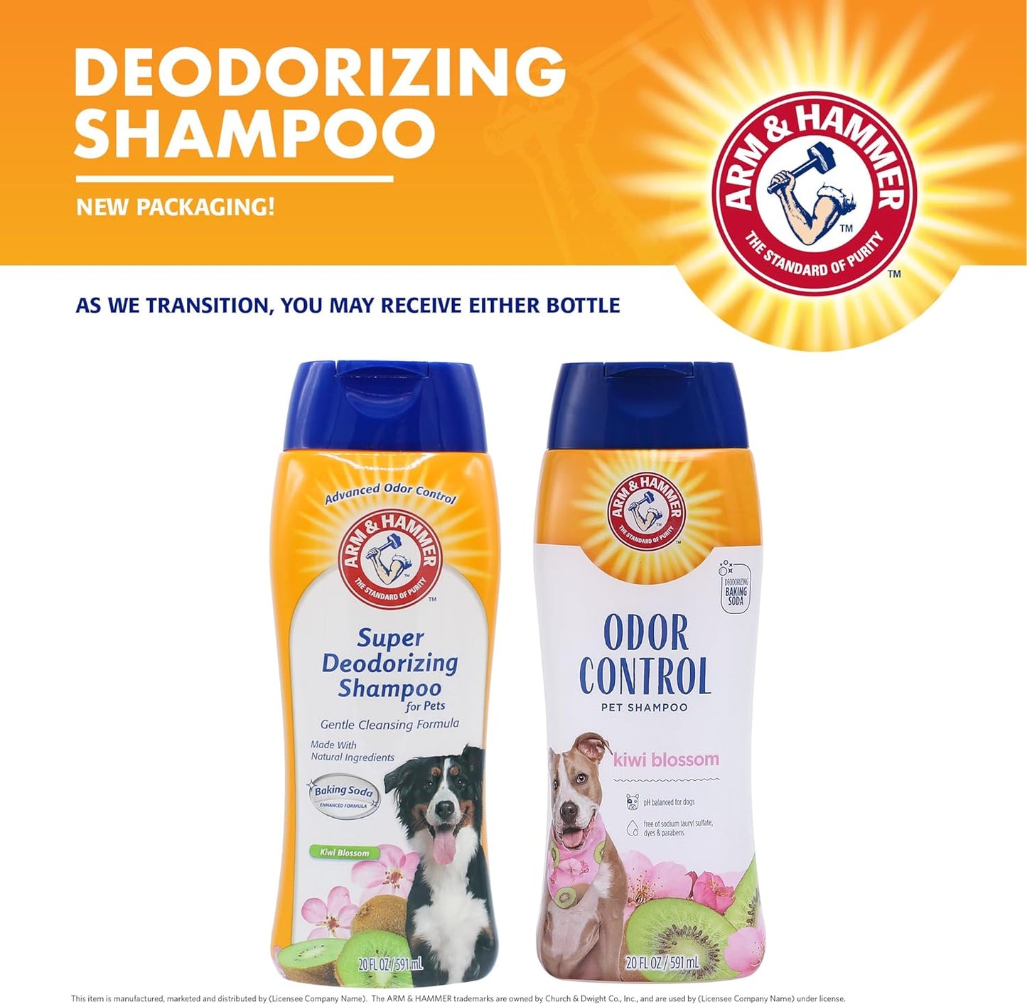 Deodorizing Dog Shampoo for Smelly Dogs & Puppies with Baking Soda, Moisturizing Dog Shampoo for Sensitive Skin - Dog Odor Shampoo - Kiwi Blossom Scent, 20 Fl Oz