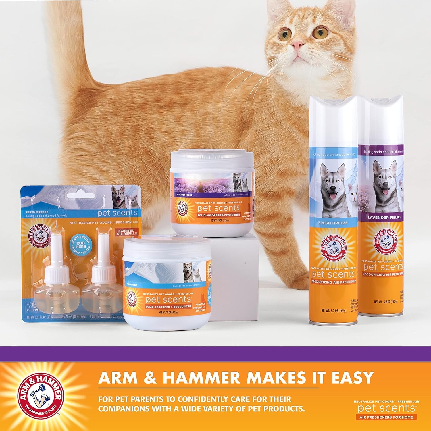 Air Freshener Gel - Pet Odor Eliminator with Baking Soda - Odor Absorbing Gel Beads for Cats & Dogs - Pet Deodorizer and Air Neutralizer for Home - Natural Freshness Lavender Fields 12 Oz