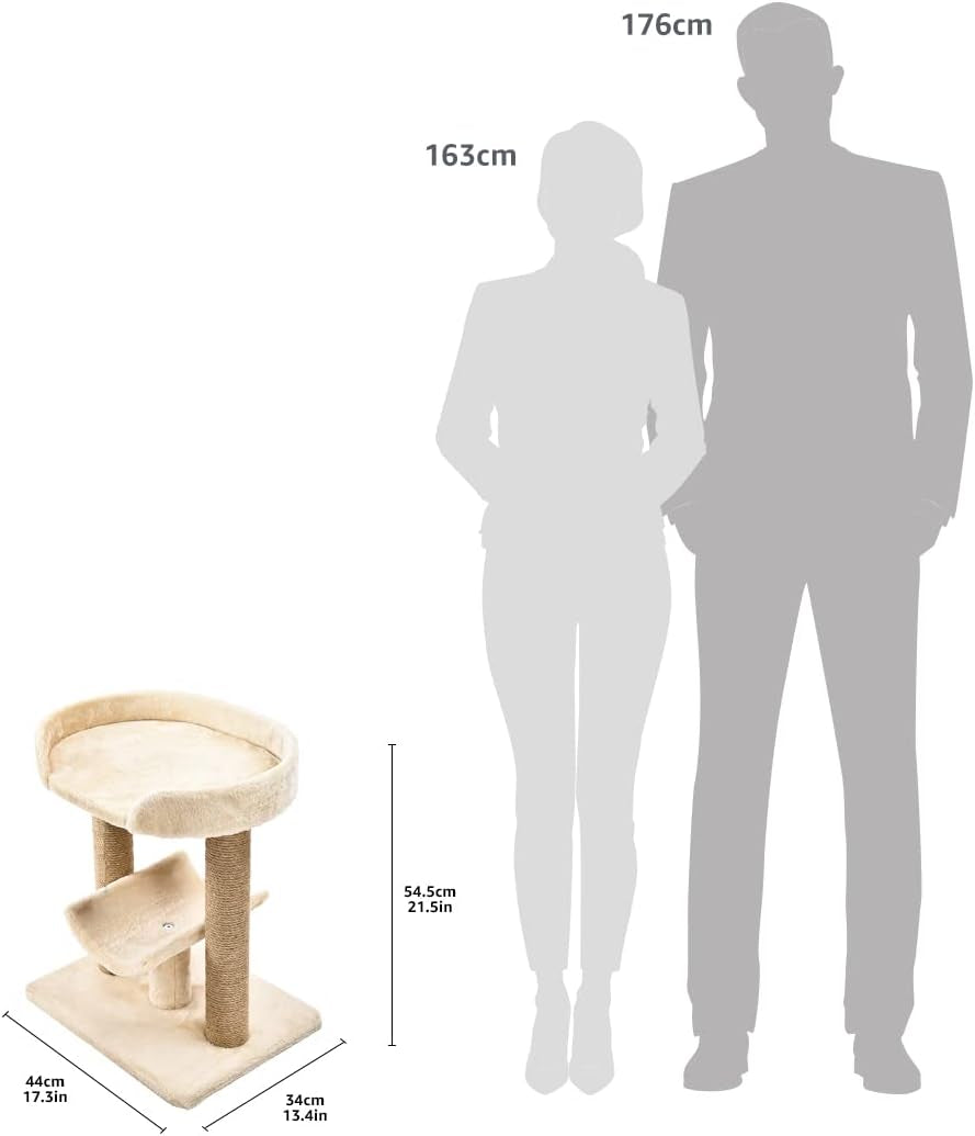 Multi- Platform Cat Tree with Scratching Post for Indoor Cats up to 25Lbs, 18 X 14 X 22 Inches, Beige