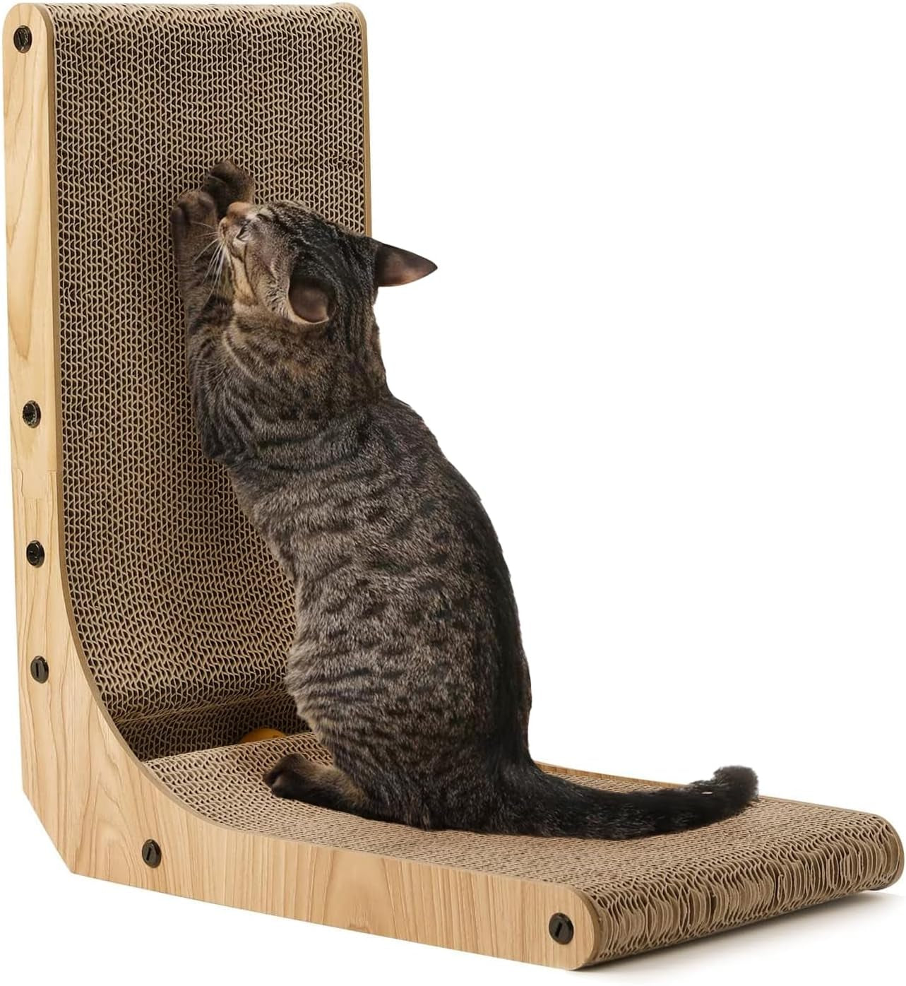 Cat Scratcher, 18.7 Inch L Shape Cat Scratch Pad Wall Mounted, Cat Scratching Cardboard with Ball Toy for Indoor Cats
