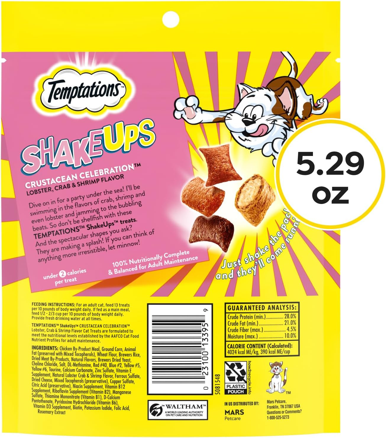 Shakeups Crunchy and Soft Cat Treats, Crustacean Celebration Flavor, 5.29 Oz. Pouch