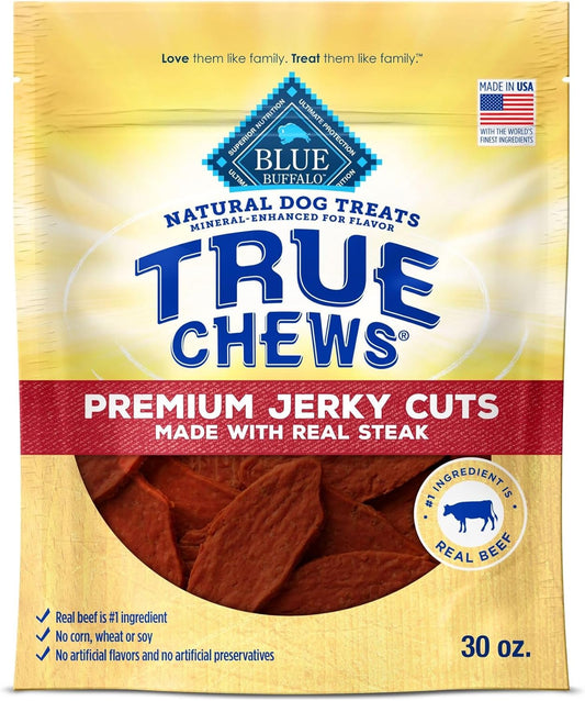 True Chews Premium Jerky Cuts Dog Treats, Made in the USA with Natural Ingredients, Beef, 30-Oz. Bag