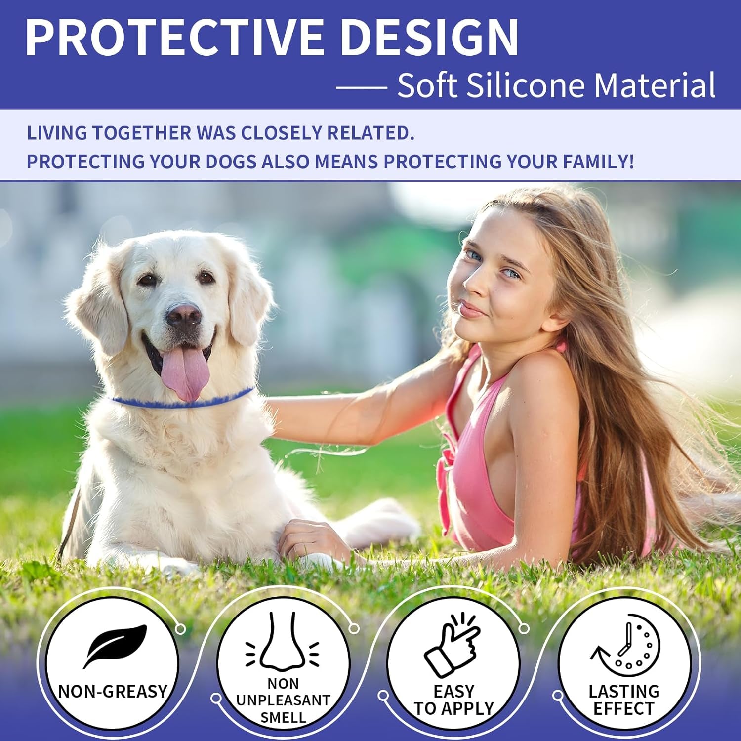 4 Pack Flea Collar for Dogs, Dog Flea Collar Waterproof, 32 Months Prevention, Dog Fleas and Tick Treatment, Adjustable Fleas and Tick Protection for Dogs Puppy(Blue & Pink)