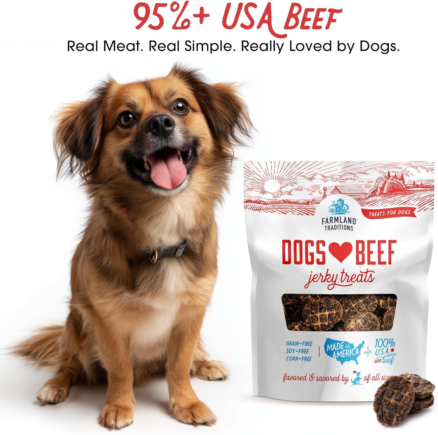 Dogs Love Beef Jerky Dog Treats with Only 3 Ingredients and No Fillers, 2.5 Pound Bag