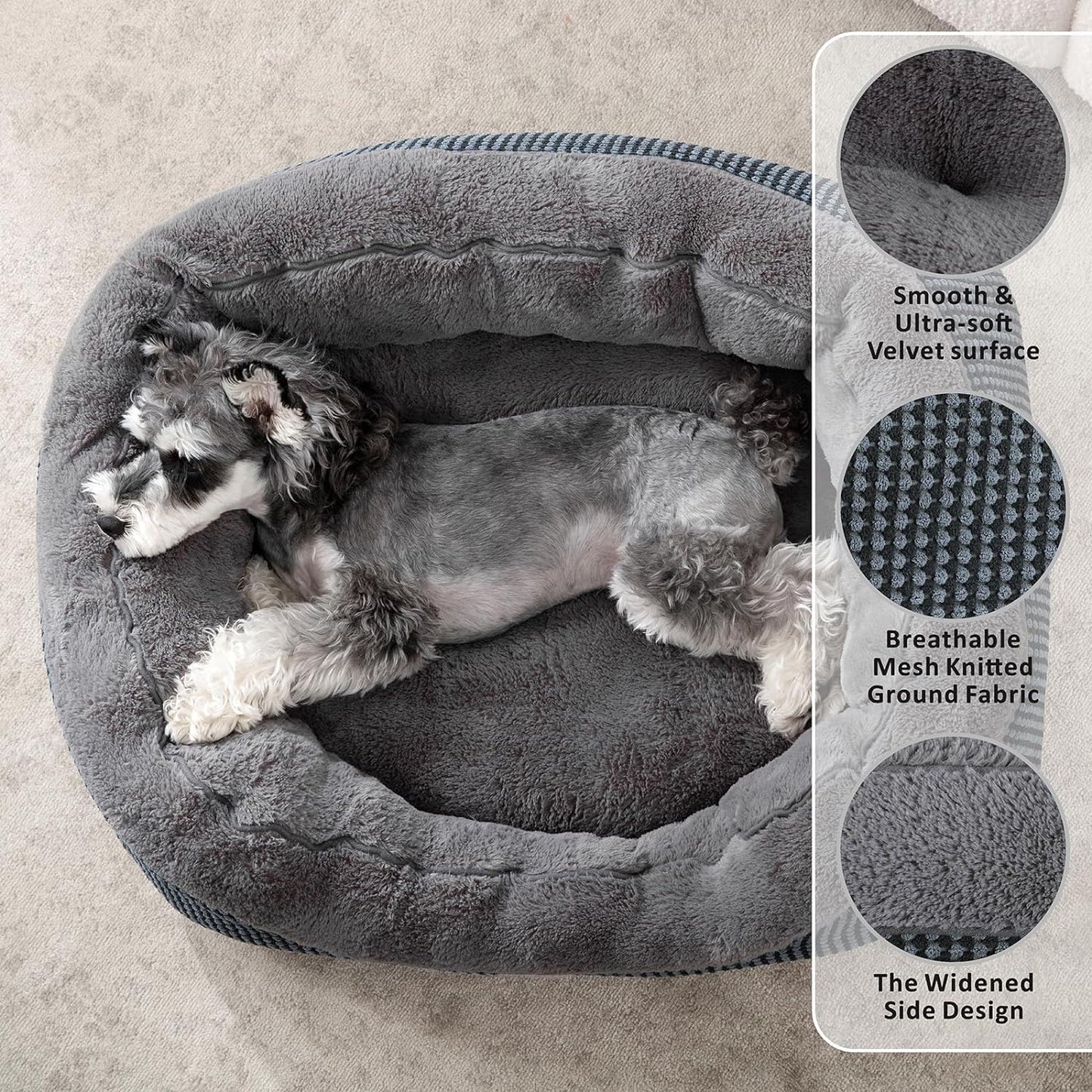 Dog Bed Medium Size, Orthopedic Warming Soft Calming Sleeping Puppy Bed Durable Pet Bed with Anti-Slip Bottom M(30"X24"X9")