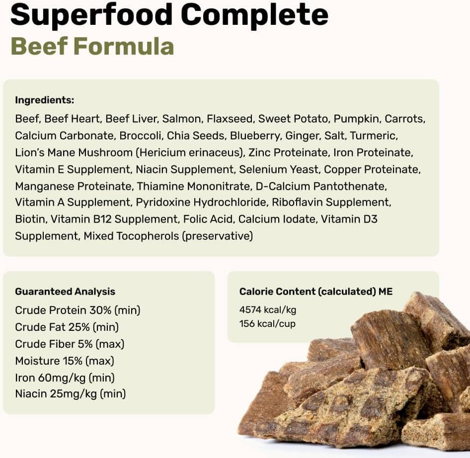 - Superfood Complete, Air-Dried Adult Dog Food - High Protein, Zero Fillers, Superfood Nutrition by Katherine Heigl (64 Oz., Beef Formula)