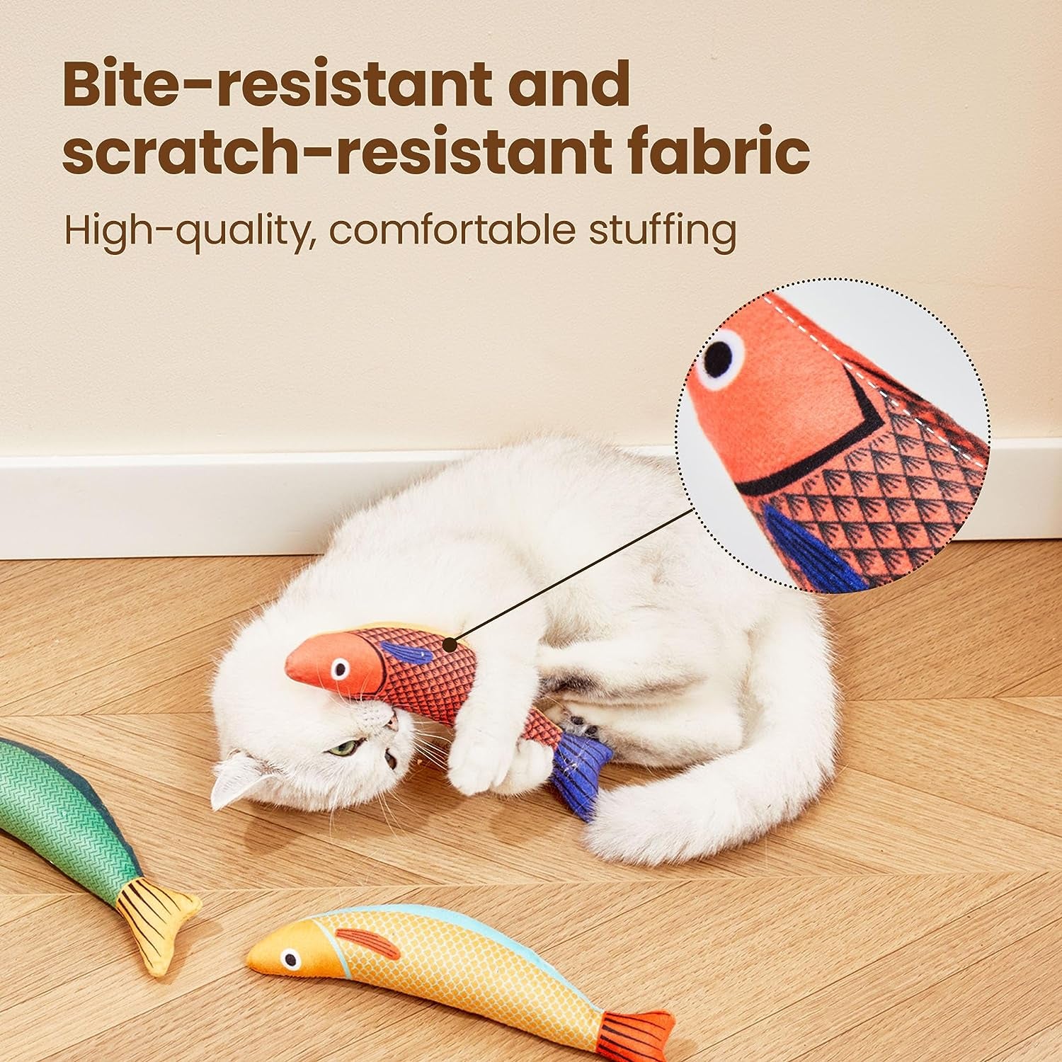Cat Toys Saury Fish, 3 Pack, Catnip Crinkle Sound, Soft and Durable, Interactive Kitten Kicker for Indoor Kitty Exercise 9.4 Inches for All Breeds