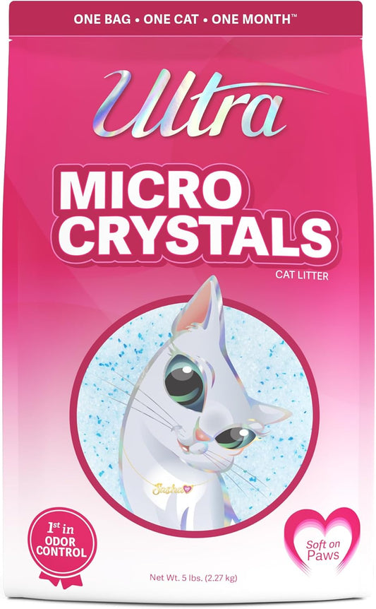 Micro Crystals Cat Litter - 99.9% Dust Free, Soft on Paws, Fragrance Free - 5 Lbs.