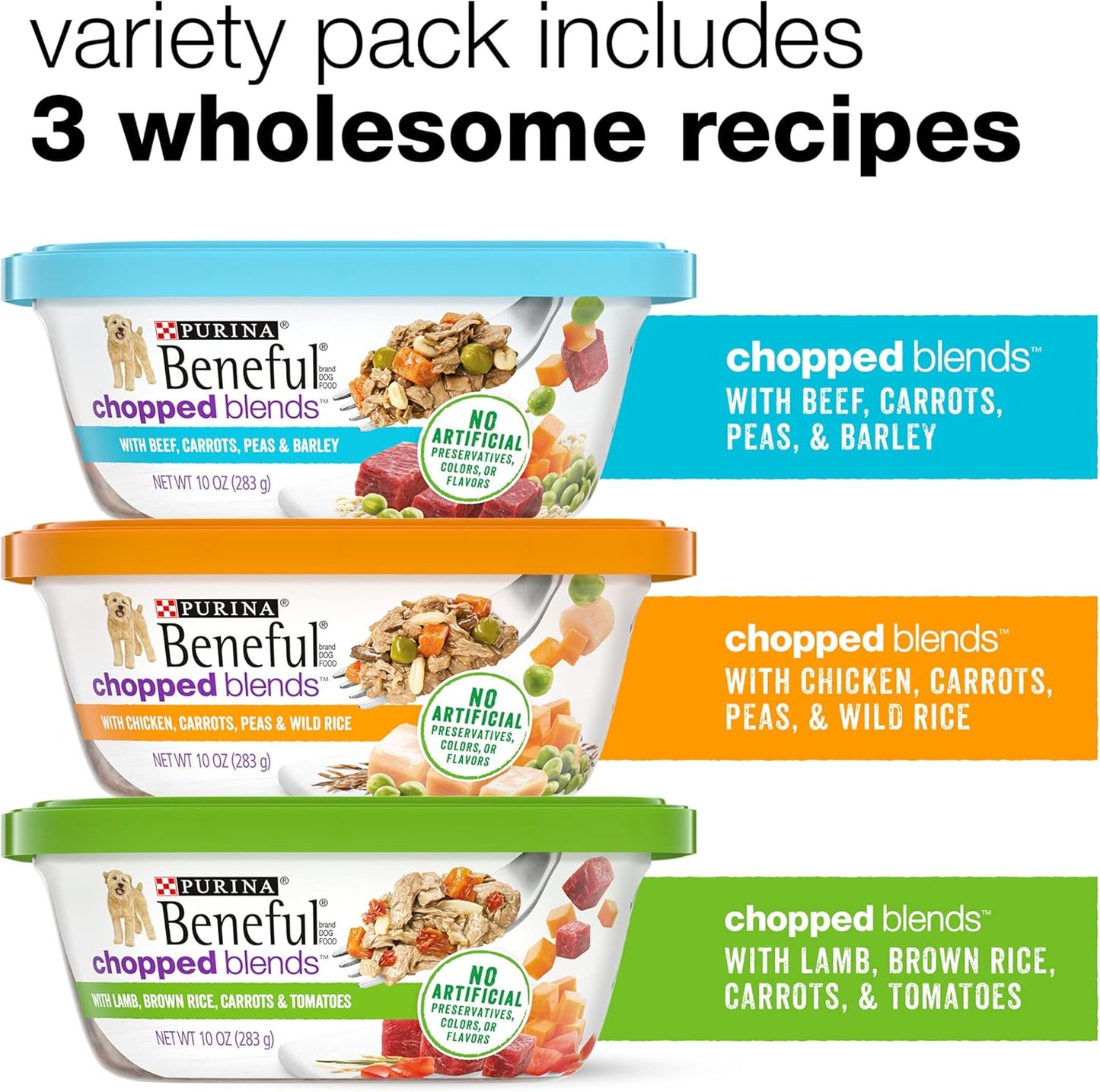 Purina  Wet Dog Food Variety Pack, Chopped Blends - (12) 10 Oz. Tubs