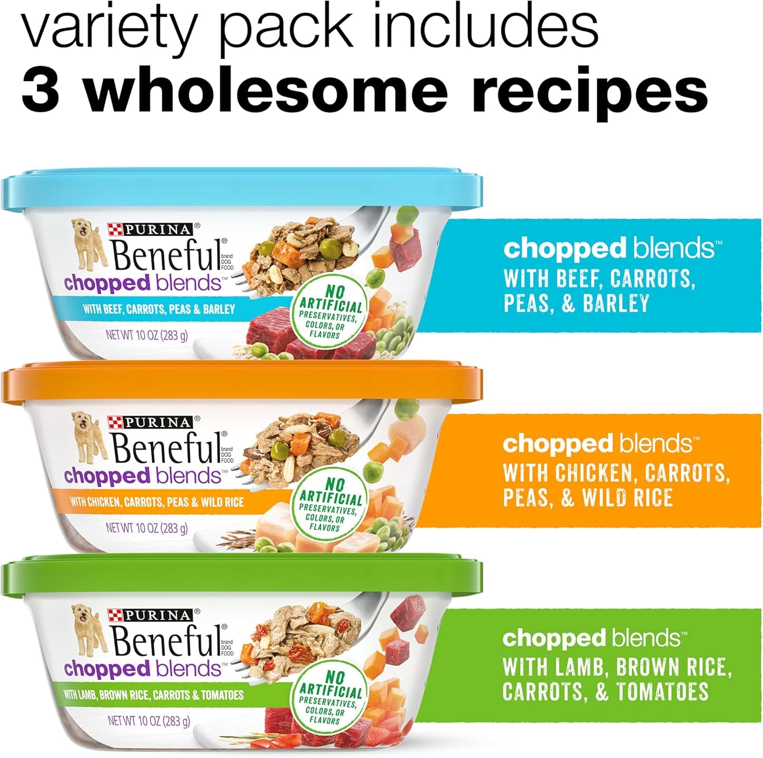 Purina  Wet Dog Food Variety Pack, Chopped Blends - (12) 10 Oz. Tubs