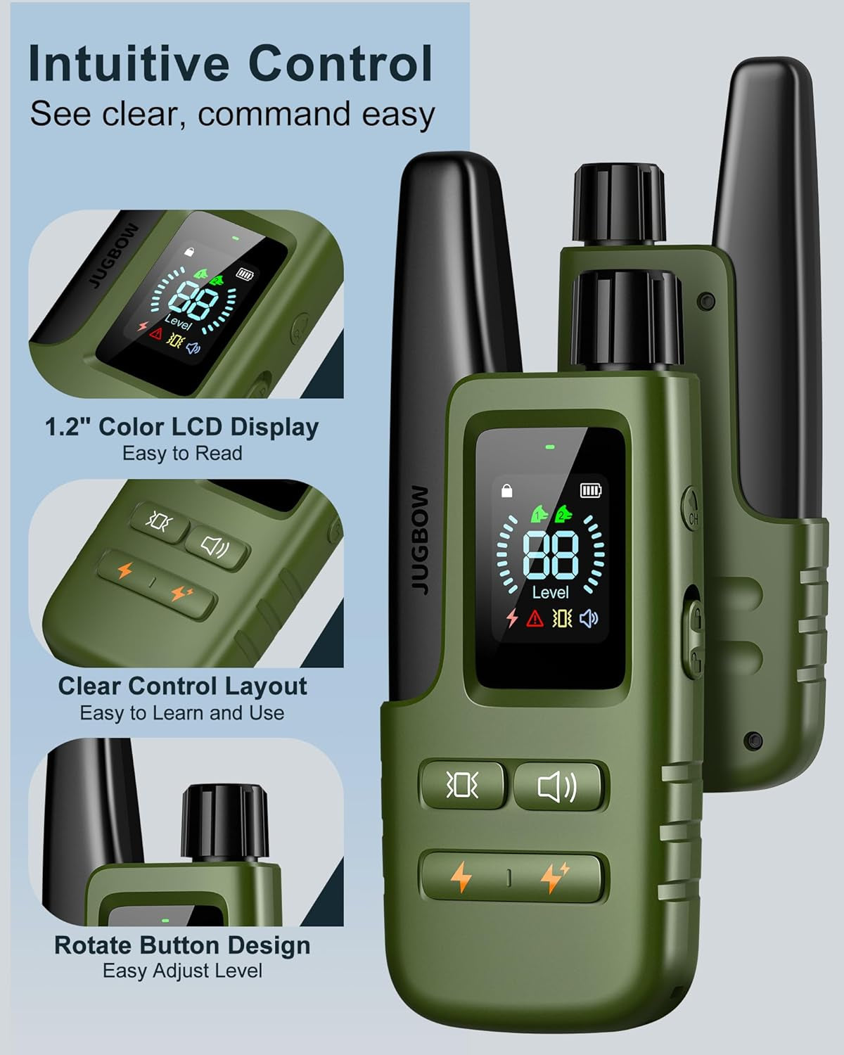 Dog Shock Collar - 4500FT Dog Training Collar with Remote, IPX8 Waterproof Electric Dog Collar with 4 Training Modes, Security Lock, Rechargeable Ecollar for 10-120Lbs Small Medium Large Dogs