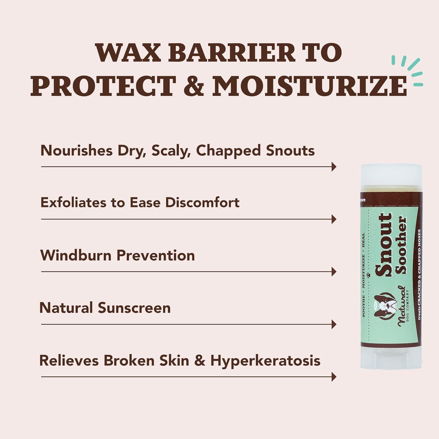 Snout Soother, Dog Nose Balm, Wax & Cream for Dry, Cracked Noses, Heals & Moisturizes with Shea Butter & Coconut Oil, Lick-Safe Nose Butter, Made in USA, 0.15 Oz. Stick