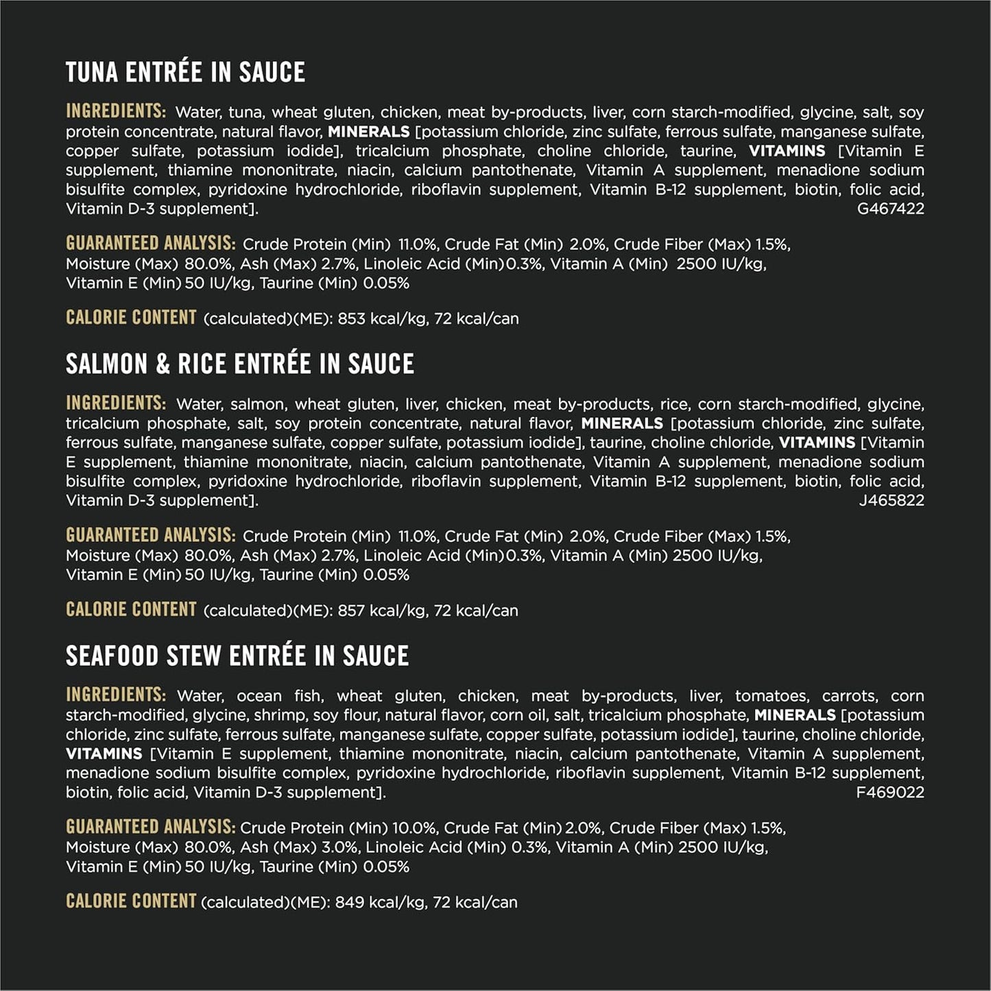 High Protein Wet Cat Food Variety Pack, Complete Essentials Seafood Favorites - (2 Packs of 12) 3 Oz. Cans