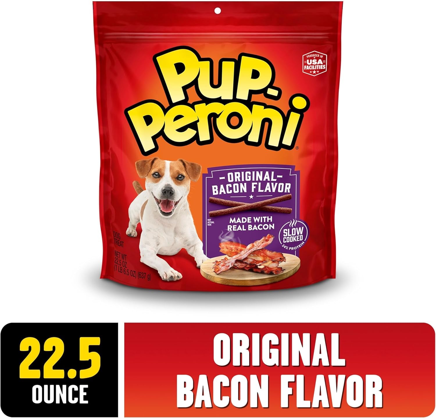 Dog Treats, Original Bacon Flavor, 22.5 Ounce, Made with Real Bacon
