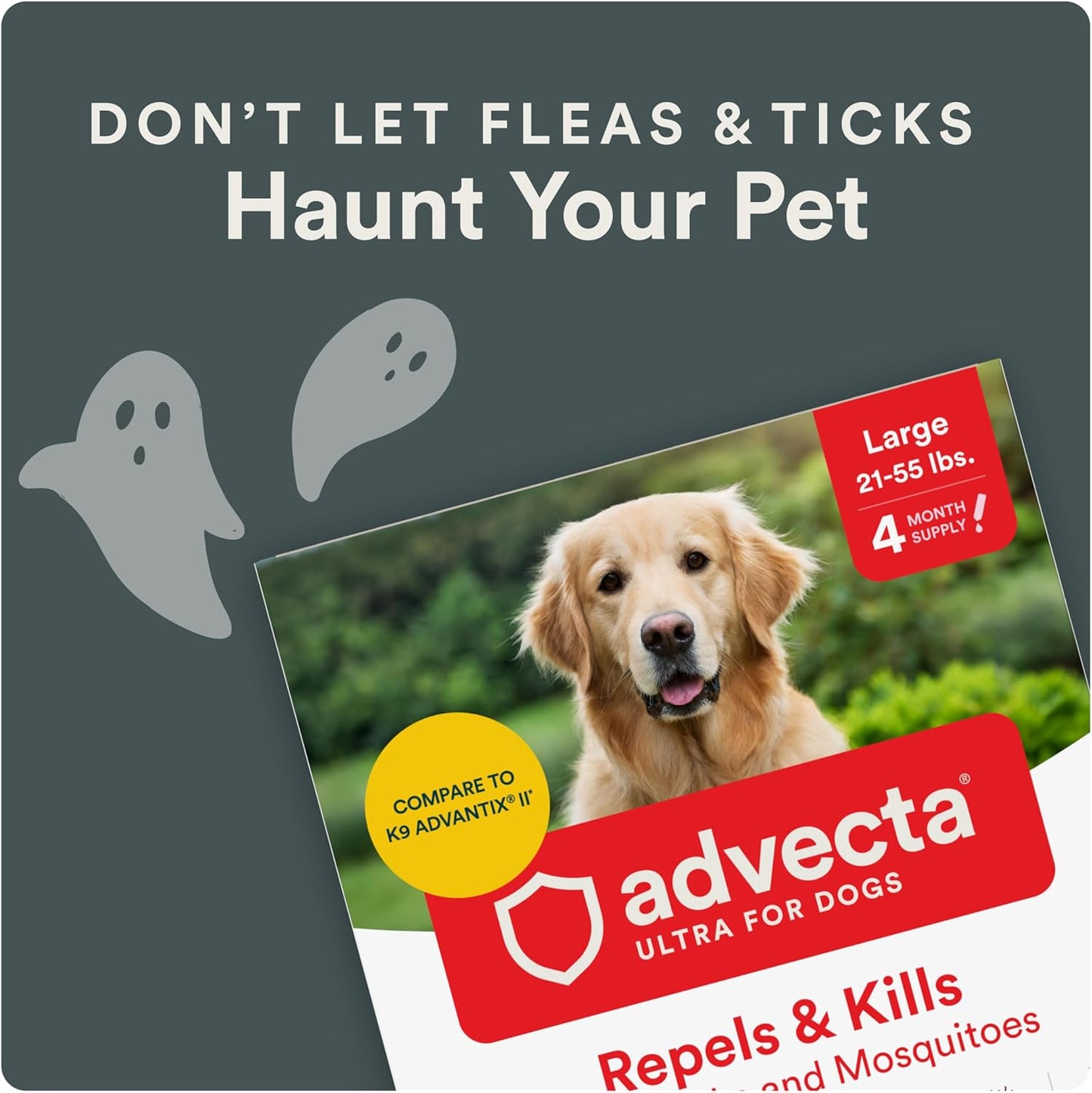 Ultra Flea and Tick Prevention for Dogs - Large Dog Flea and Tick Treatment & Control - Mosquito Repellent - Fast Acting Waterproof Topical Drops, 4 Month Supply