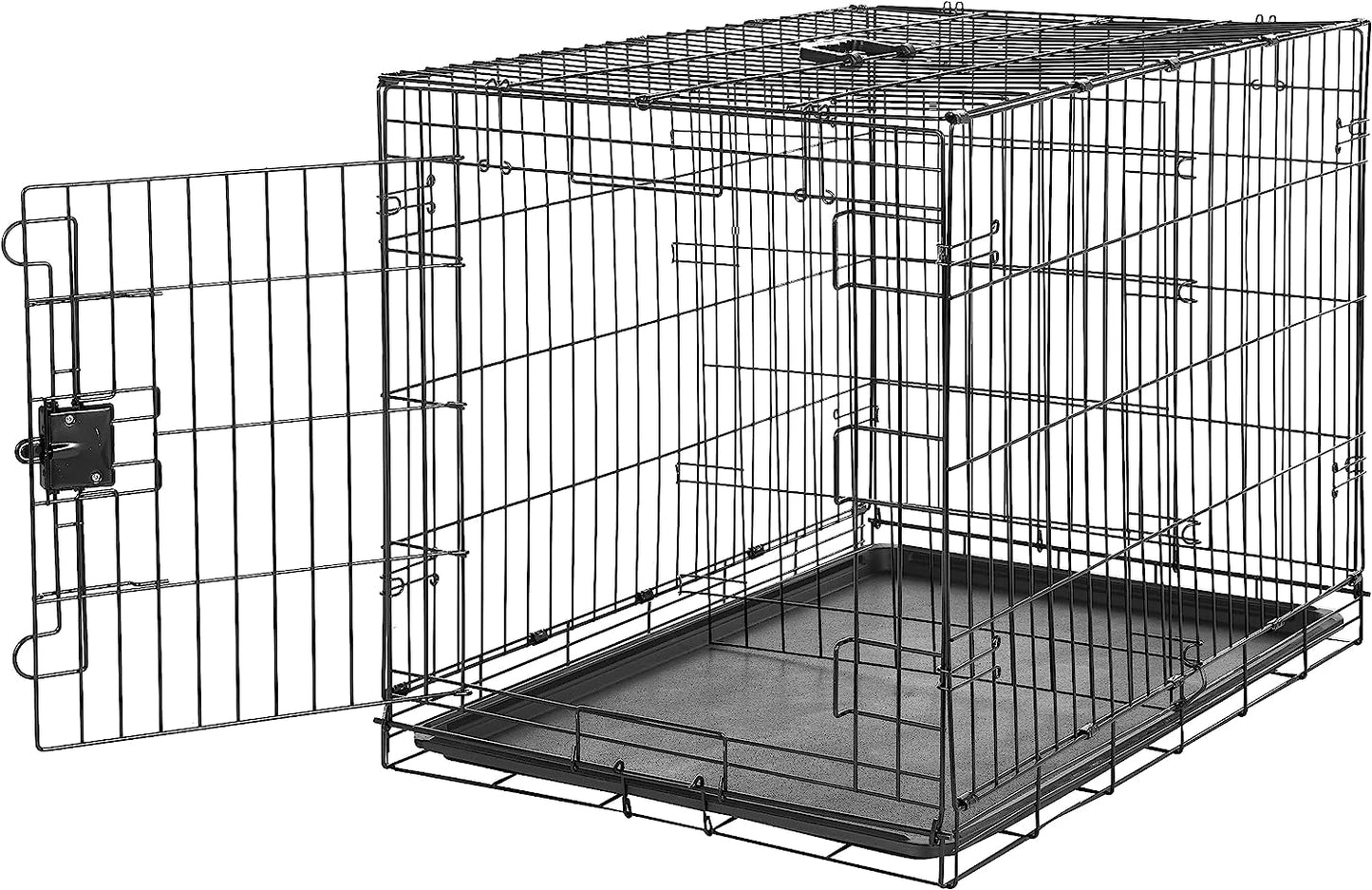 Durable, Foldable, Collapsible, Portable Metal Wire Dog Crate with Tray, Single Door with Divider Panel, Easy to Assemble & Clean, 36 X 23 X 25 In, Black