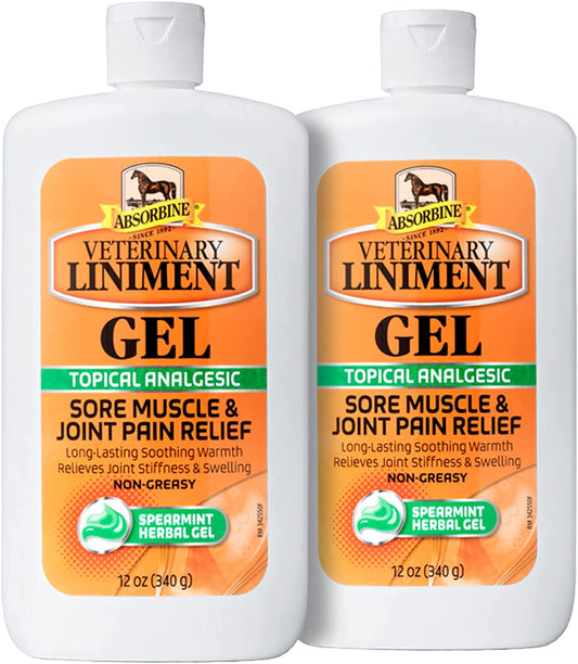 Veterinary Liniment Gel, Topical Menthol Analgesic Rub for Sore Muscle, Joint & Arthritis Pain Relief, 12Oz Bottle 2-Pack