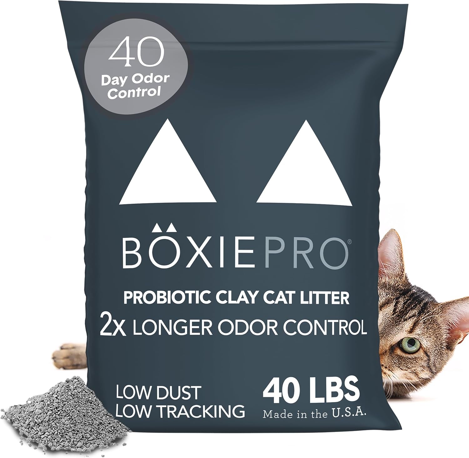 Boxie® Probiotic Cat Litter 40 Day Natural Odor Control, 40Lb Clumping Kitty Litter (Clay)