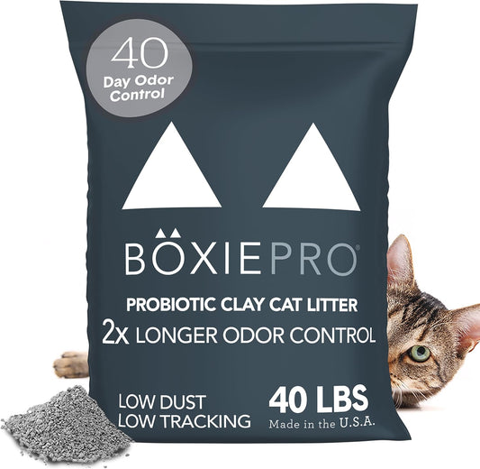 Boxie® Probiotic Cat Litter 40 Day Natural Odor Control, 40Lb Clumping Kitty Litter (Clay)
